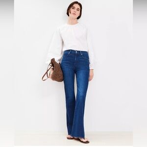 LOFT High Rise Slim Flare Jeans in Dark Wash